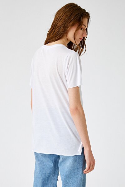 Koton Dámské off-bílé tričko 1YAK13119EK