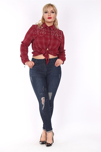 RMG Dizi Yırtık Desenli Kot Pantolon