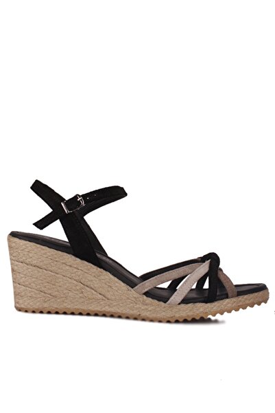 Fitbas 1314 008 Γυναικεία Μαύρα Σανδάλια από Σουέντ Μεγάλου & Μικρού Μεγέθους