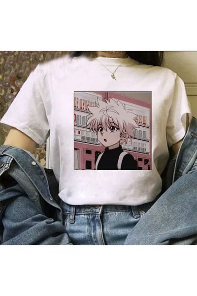 Köstebek White Hunter X Hunter - Unisex T-shirt Killua Face