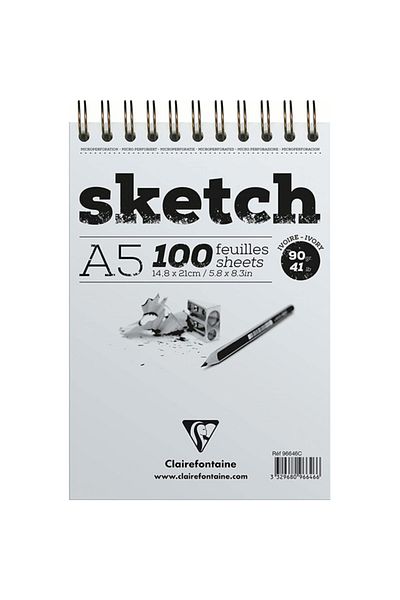 Clairefontaine Sketch Block 90g Top Spiral A5 100 Sheets