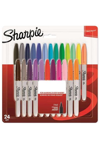 Sharpie Fine Permanent Marker, Fine Tip, Mixed Colors, 24-Piece Blister
