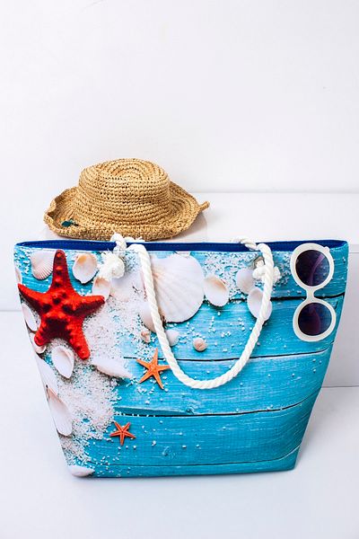 Lal Shoes & Bags Geantă de plajă albastră Elissa pentru femei - cu fermoar