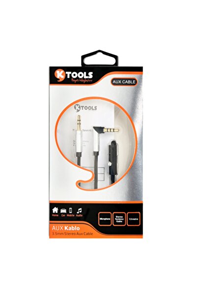Ktools كابل Aux أسود مع ميكروفون صوتي