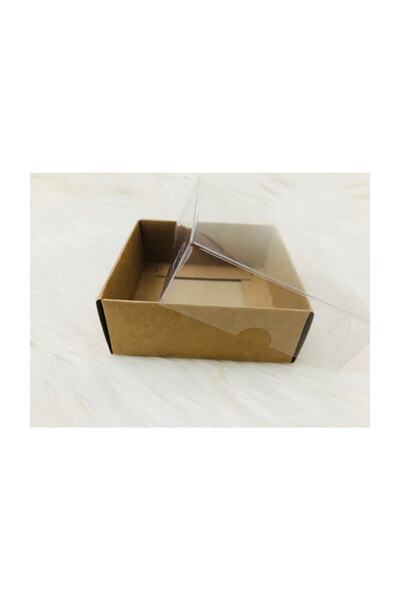 Genel Markalar Kraft Asetat Kapaklı Kutu 8x8x3 cm 50 Adet 8x8x3 Asetat Kapaklı Kraft Kutu Hediyelik Kutu 50 Adet