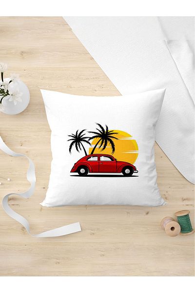 Panorama Ajans Κίτρινο Sunset Red Vosvos Car Lover Special Gift Design Μαξιλαροθήκη