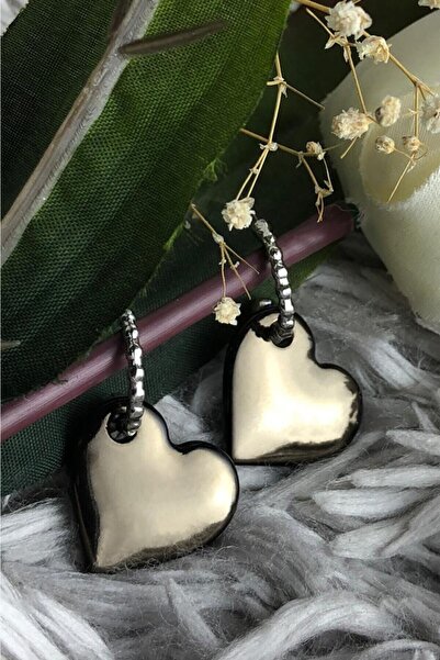 Leerybee العتيقة اللون الأسود أقراط القلب مضاد الأرجية