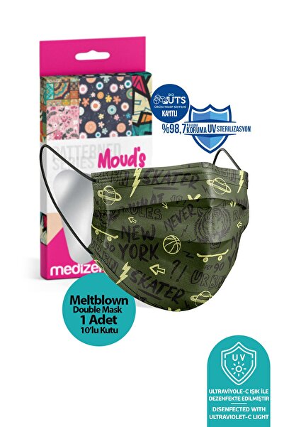 Medizer Urban Desenli Meltblown Ultrasonik 3 Katlı Cerrahi Maske 10'lu 1 Kutu