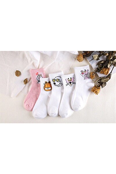 çorapdunyam Дамски 5 чифта сладки колежански чорапи с анимационни шарки