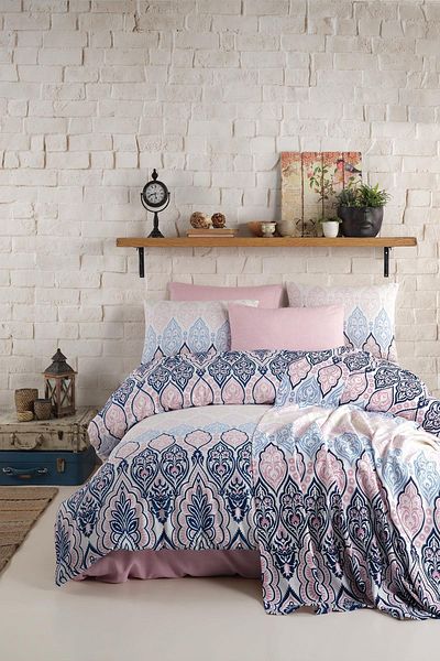Cotton Life طقم بيكيه مطبوع مزدوج Mabel Pink