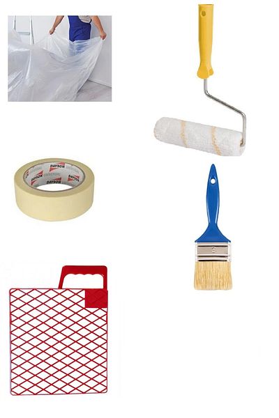 FırsatYapıMarket Painter Set 5 Piece Brush + Roller + Grid + Dayson Tape + Protective Cover