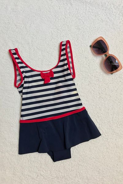Bombi Girl's Navy Blue Dress Swimsuit