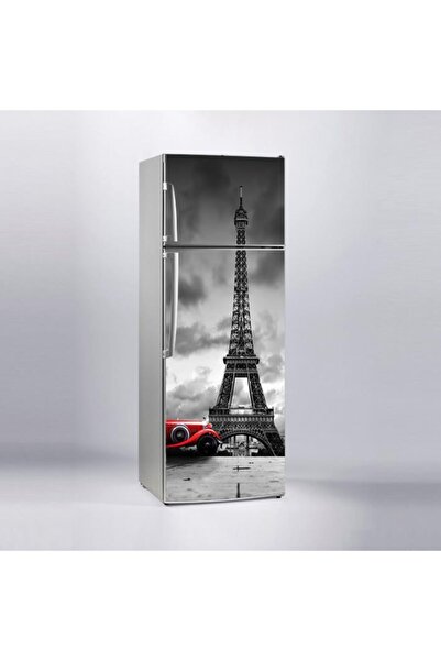 StickerArt Buzdolabı Sticker Kaplama Dolap Kaplama Etiketi Paris Kırmızı Araba