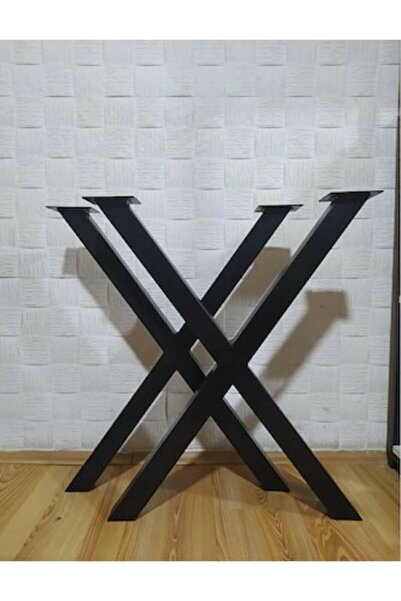 İlgi Trafik Masa Ayağı Ahşap Kütük Mermer Masa Ayağı Metal X Ayak 60x72 Cm