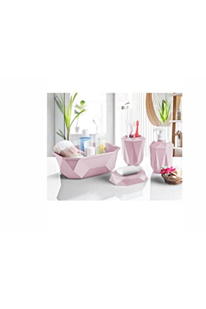 EbruliHomeArt Pudra Prizma 4'lü Banyo Seti