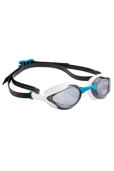 Mad Wave Black/White/Blue Alien Mirrored Swimming Goggles - Racing Model