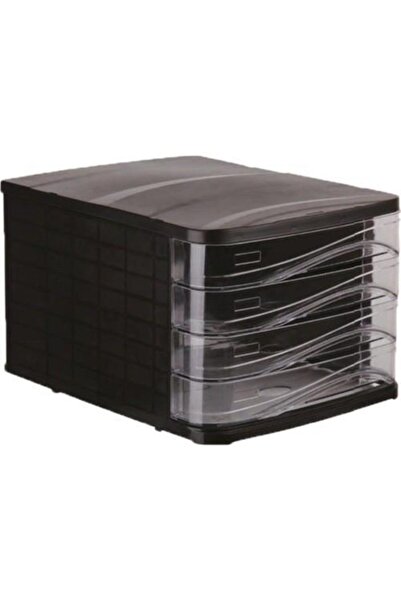 Ark Evrak Rafı 4 Çekmeceli Siyah