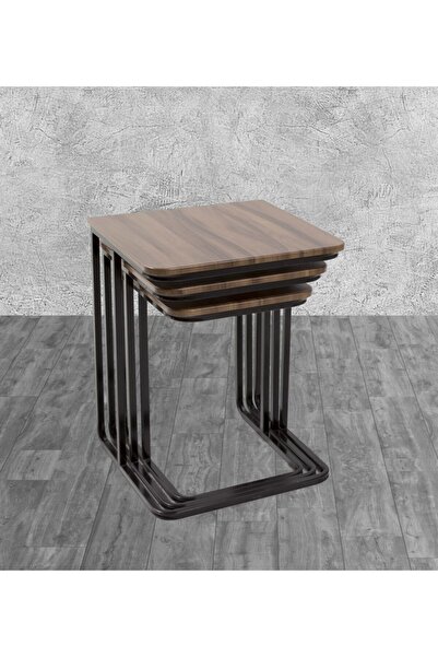 Veys Sehpa 3 Lü Statik Vegas Zigon Sehpa - Ceviz