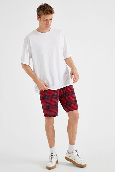 Koton Rote karierte Shorts und Bermuda für Herren 1YAM41704BW