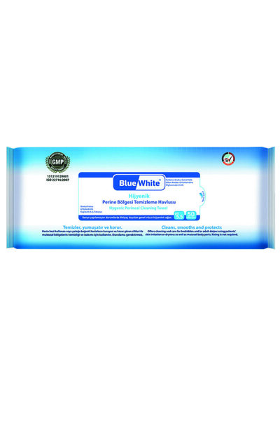 Mavi beyaz Blue White Perine Bölgesi Vücut Temizleme Havlusu-mendili 50 Li Ku...