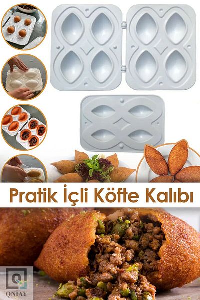 QNİAY Practical 4-Piece Lined Meatball Mold - Lined Meatball Mold Apparatus Foldable Lined Meatball Apparatus