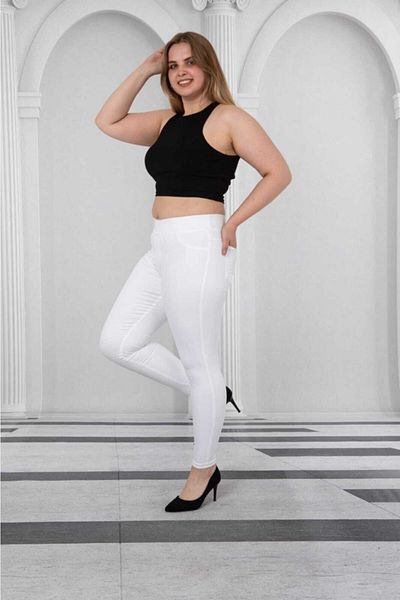 AZEM KOTÇU Women's White Jeans Leggings Trousers