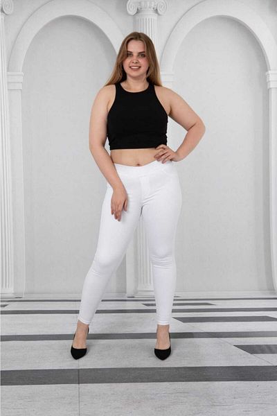AZEM KOTÇU Women's White Jeans Leggings Trousers