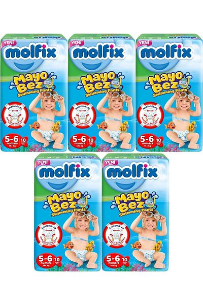 Molfix Swimming Pants Swimsuit Cloth Size:5-6 14+kg 50 Pieces
