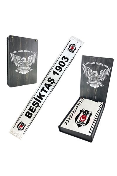 Beşiktaş Eșarfă țesută originală Beşiktaş cu cutie de lemn cu design special