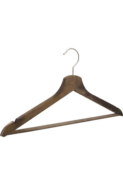 NYN Wooden Bar Clothes Hanger Walnut Color 38 Pieces