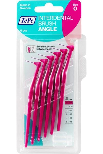 TePe Interdental Brush Angle Size 0 - 0.4mm - Pink Color Angled Interface Brush