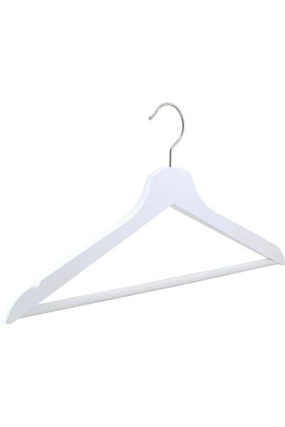 NYN Wooden Bar Clothes Hanger White Color 38 Pieces