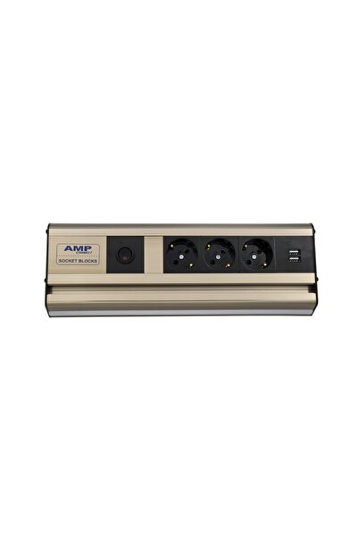 AMP CONNECT Mutfak Tezgah/dolap Altı 32cm Led Işık Anahtarlı 3şebeke Usb Priz