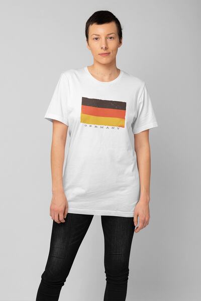 ErTaPassage Alb supradimensionat tricou - Steagul German cu imprimeu T429435