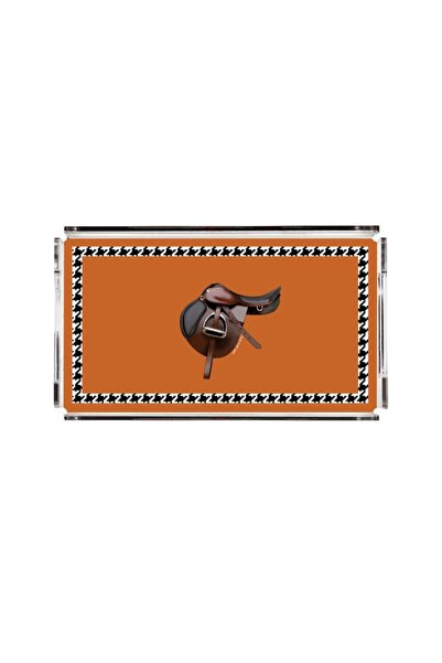 VİTELLİ Equestrian Orenge Desenli 40x20 Pleksi Tepsi