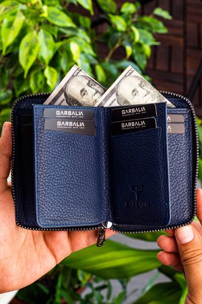 Garbalia Chain Натуральна шкіра Синій Унісекс Карт-гаманець