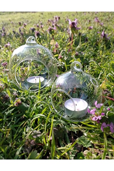 semya Bahçe 2li Küçük Üfleme Cam Mumluk