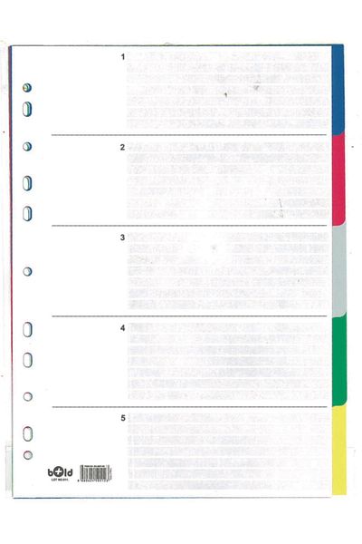 BOLD A4 5 Color Bookmark, Index, Separator