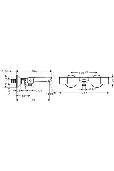 Hansgrohe Ecostat Thermostatic Bathroom Faucet - Universal Applique