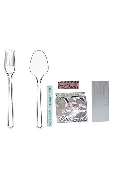 Elazığ Burada Deluxe Pack of 6 Disposable Plastic Spoon-Fork Set 100 Pieces