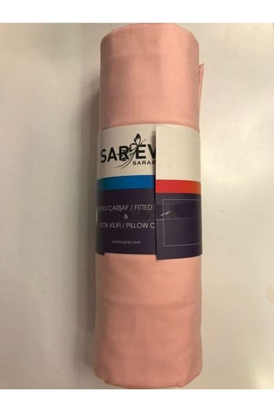 Sarev 180x200 Cm Salmon Colored Double Elastic Sheet and Pillowcase - V70