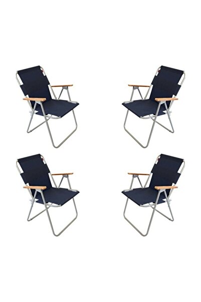 Bofigo 60x80 Katlanır Masa + 4 Adet Katlanır Sandalye Kamp Seti Bahçe Balkon Takımı Lacivert