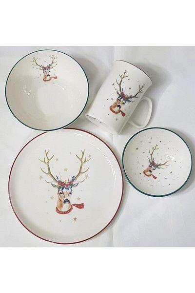 Porland Winter 4 Piece New Year's Themed Breakfast Snack Set