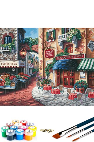 abbara Sayılarla Boyama Tuval Gerili Tablo Seti Kanvas Fırça Boya Dahil 40x50 Cm