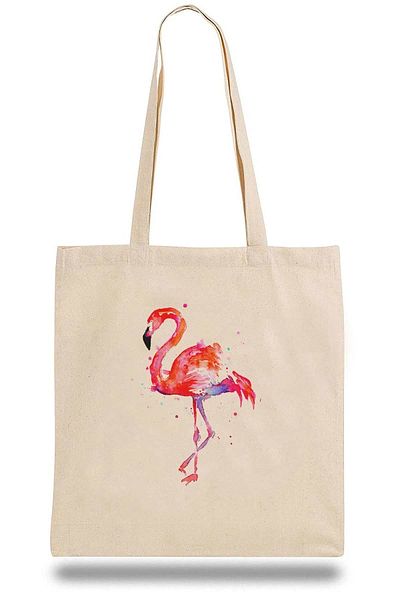 QIVI Geantă de pânză Flamingo Acuarelă Pictură Printmaking, Desen Flamingos, Pictură Flamingo