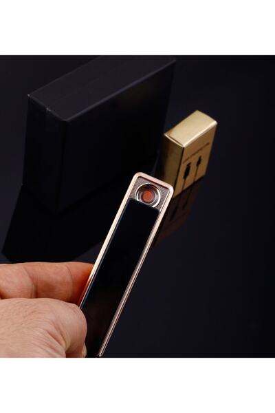 Genel Markalar Şık Görünümlü Usb Şarjlı Rezistanslı Ince Slim Metal Çakmak (s...