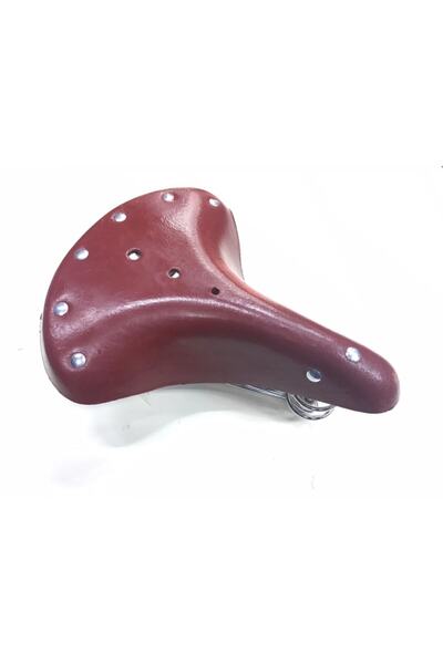 İnan Brown Chrome Spring Bike Saddle Leather Inn - Retro
