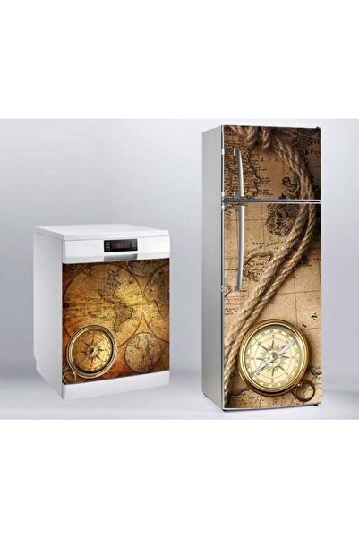 StickerArt Buzdolabı Ve Bulaşık Makinası Beyaz Eşya Sticker Kaplama Harita Saat