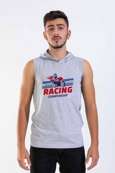 Raf Coll Unisex sivi melange Sa kapuljačom bez rukava T-shirt motor Digitalna...