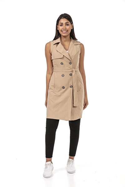 DISENTIS MODEST Крузований комір, подвійні кишені, аполети на плечах, пояс з ...